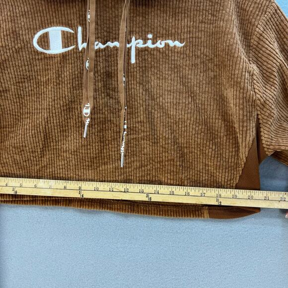 Champion Cropped Hoodie Women's M Brown Reverse Weave Logo Street Gorpcore - Picture 10 of 10